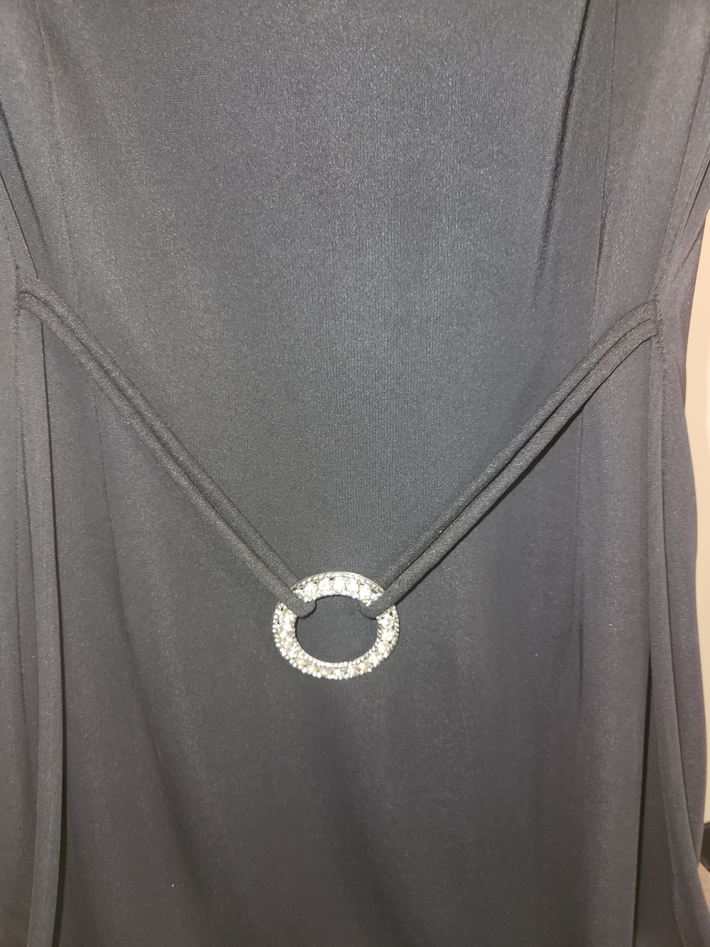 Classic Black Midi Dress with Decorative Buckle - Picture 2 of 4